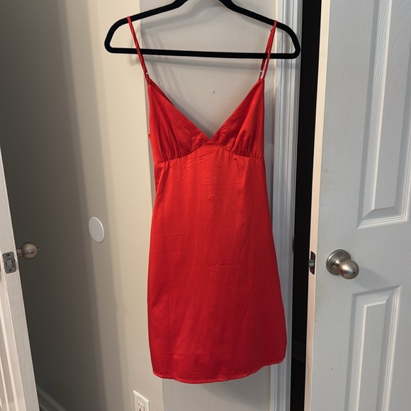Red Satin Slip Dress - Picture 1 of 3